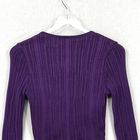 PAOLA BERNARDI Andressa Cropped Cardigan Medium Purple Sparkle Knit Long Sleeve - Picture 5 of 13